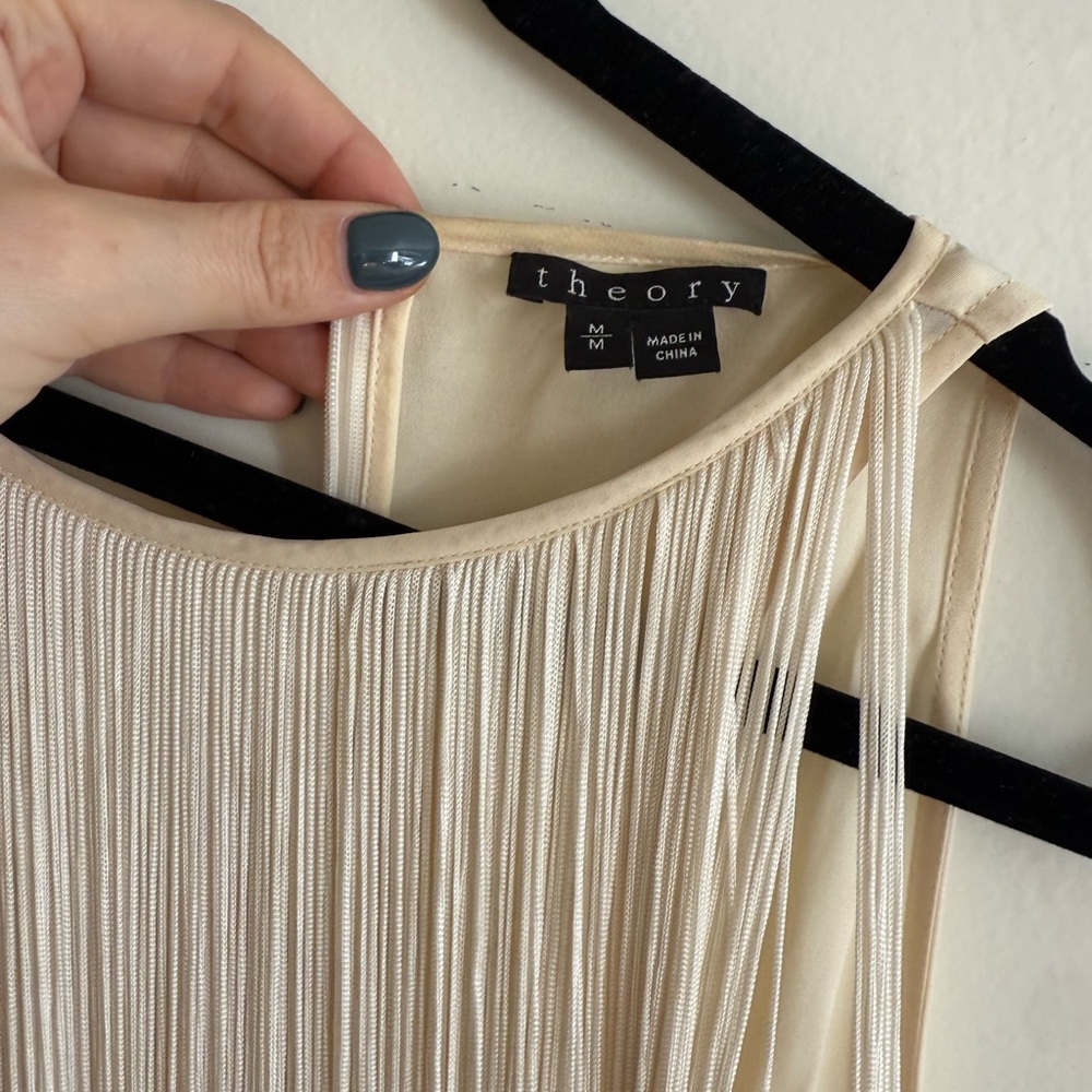 Theory Ivory Fringe Sleeveless Top - Picture 3 of 4